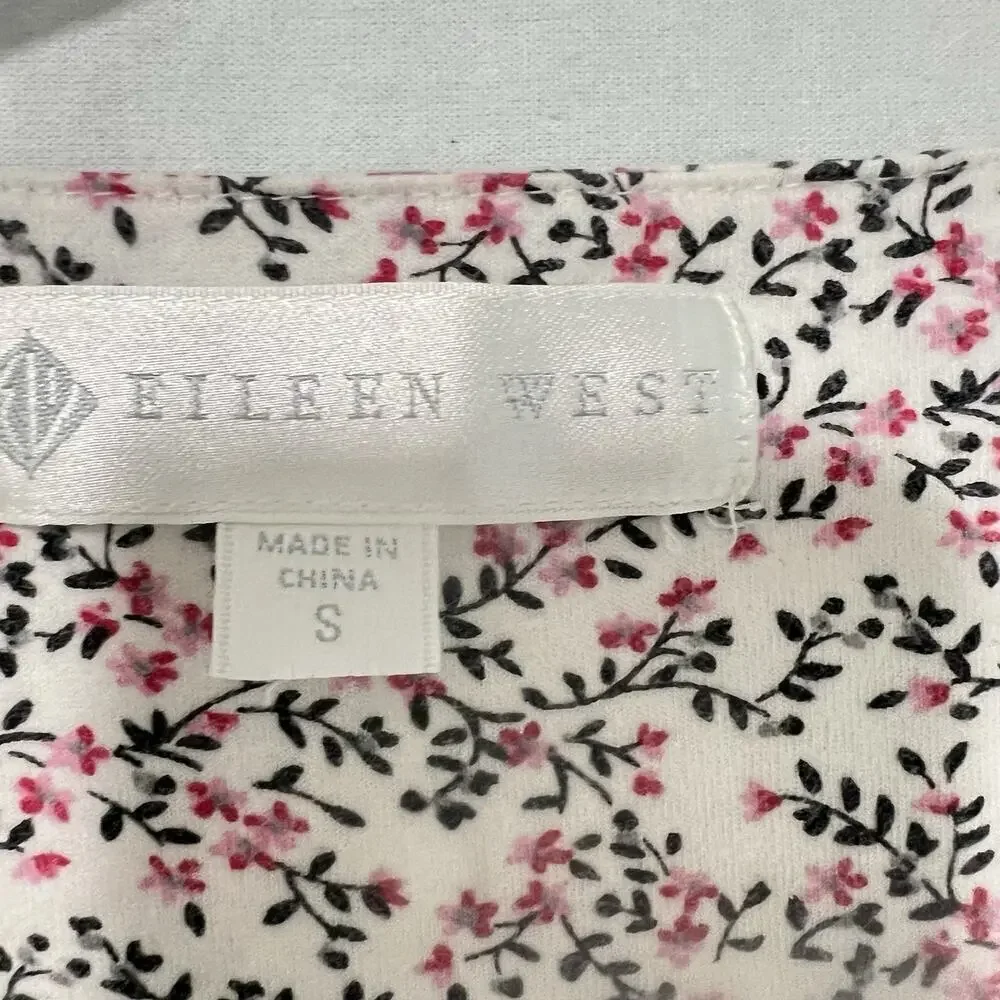 Eileen West Nightgown Small 100% Cotton Flannel Floral Pink Cottagecore Lace